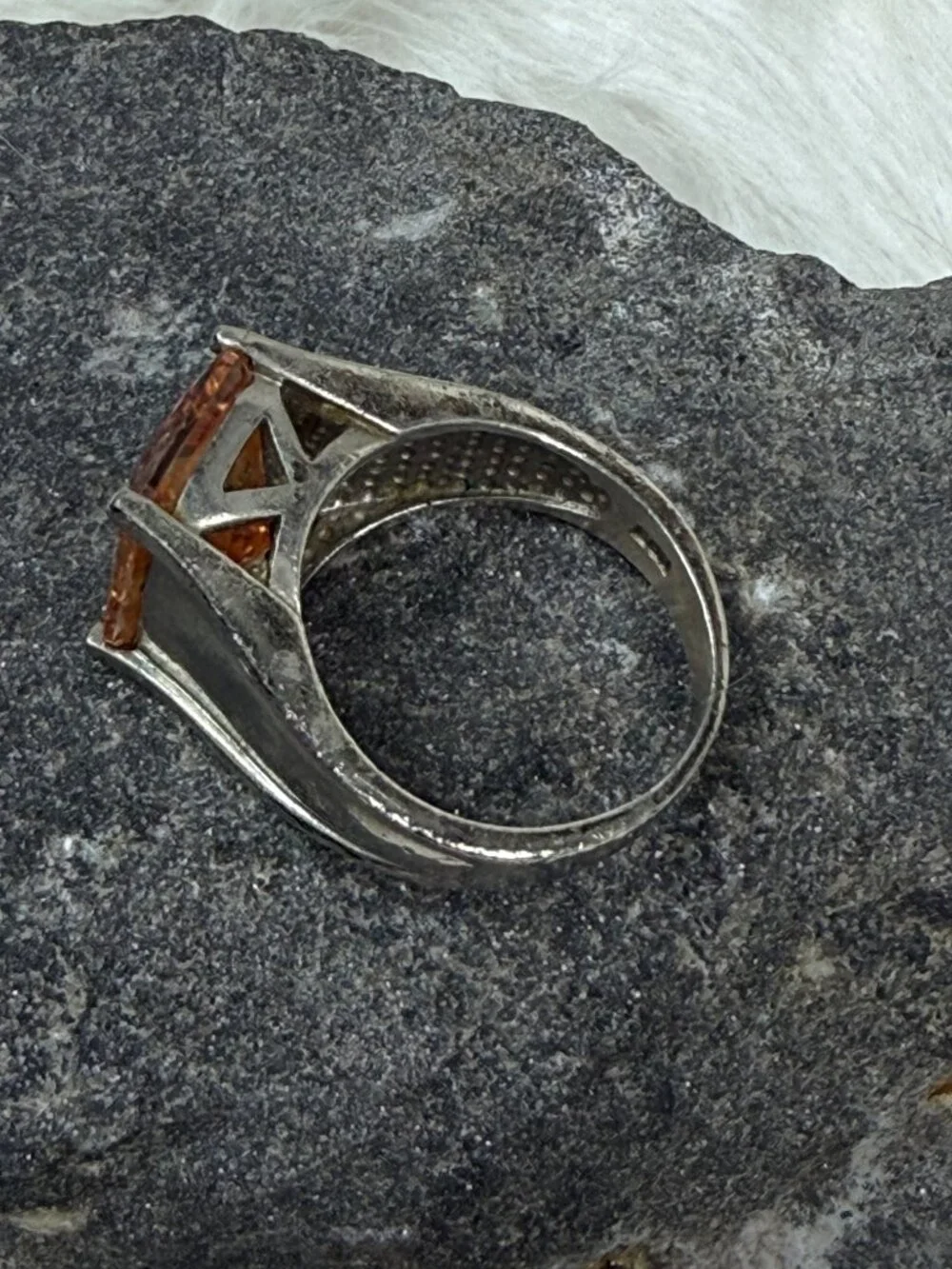 DBJ 925 Orange Stone Sterling Ring  Size 7 7.67g